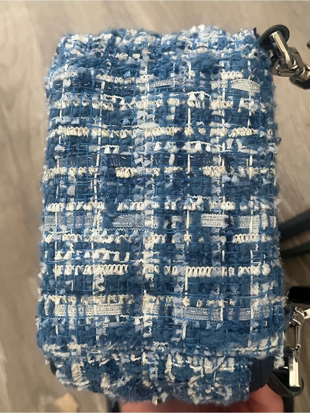 Kate Spade Briar Lane Blue Tweed Mini Convertible Backpack
